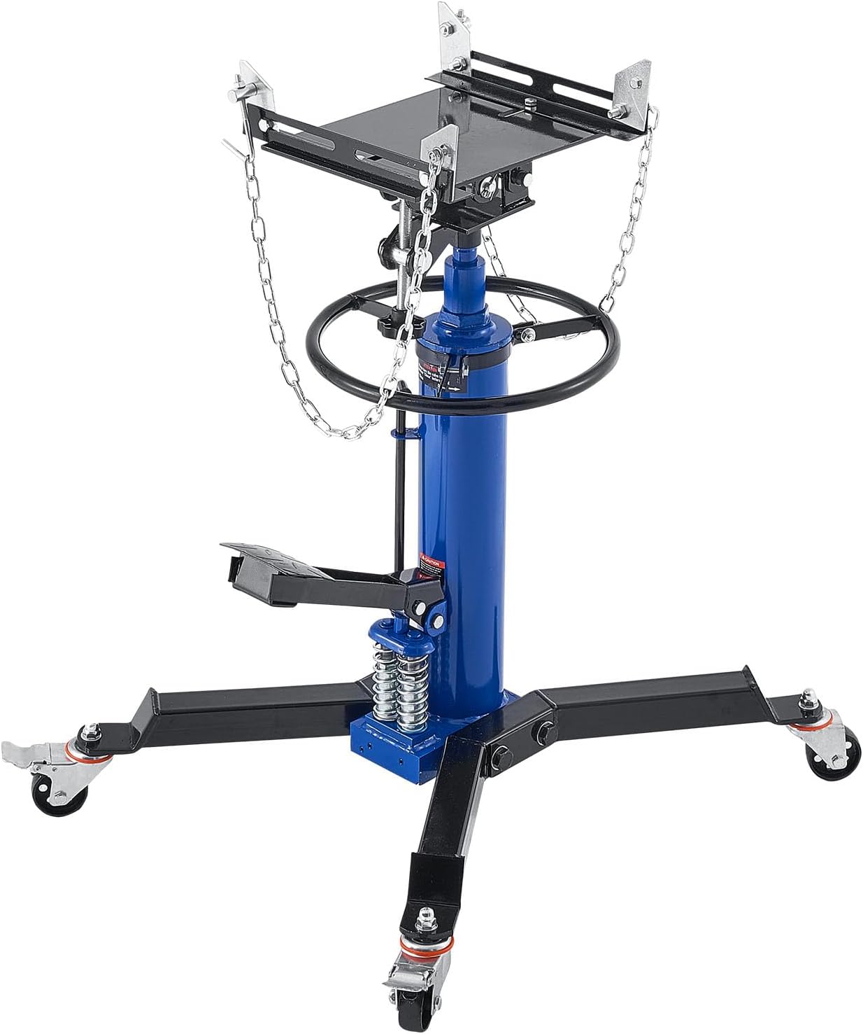 VEVOR Hydraulic Transmission Jack 2 Stage Ram 1322 lbs / 0.6 Ton, 34.6-69.3 in High Lifting Height, Transmission Jack with Foot Pedal, Dual Telescopic Trans, Garage/Shop Lift Hoist