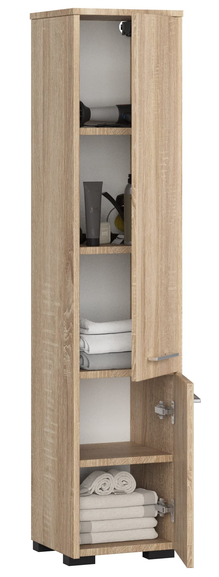 AKORD | Mobile Alto da Bagno FIN 2D | 30x140x30 cm, peso 25 kg | 2 Ante | Moderna Mobiletto | Armadio a muro | Armadietto chiuso in piedi | Adatto Anche come Pensile | Rovere Sonoma