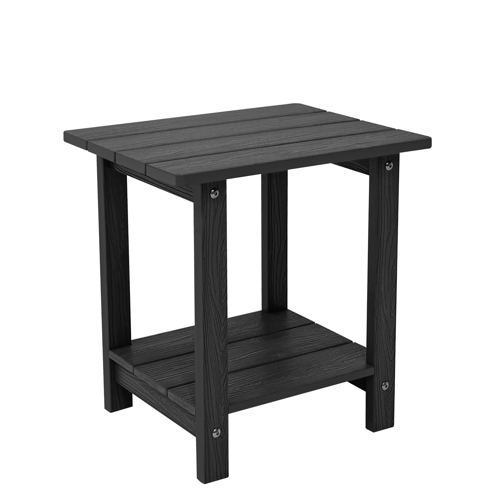 Outdoor Side Table, Weather Resistant Double Small Adirondack Side Table, Outdoor Indoor End Table for Adirondack Chair, 17" Patio Table for Pool, Deck and Porch, New Black