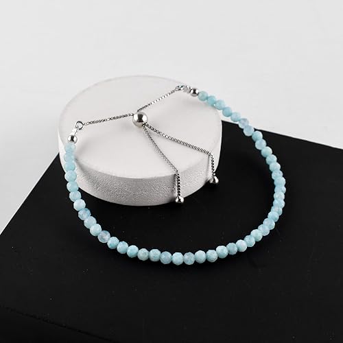 Miniatura 42 de OdrillionGems Pulsera de bolo de plata de ley 925 con cuentas redondas facetadas, hecha a mano, minimalista, cristales curativos, deslizante