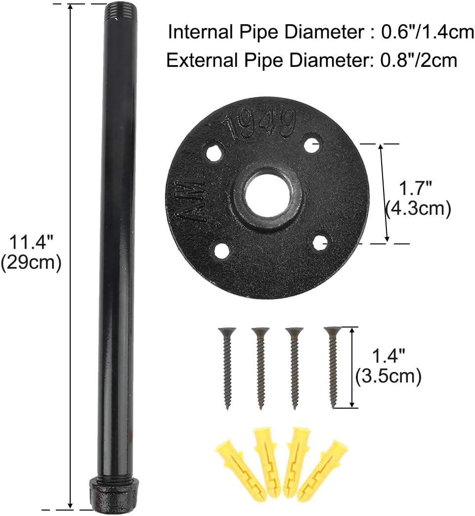 2pcs 11.8 Inch Industrial Pipe Shelf Bracket Wall Mounted Floating Shelves DIY Storage Holder (id: 659 888 d00 800 6f1