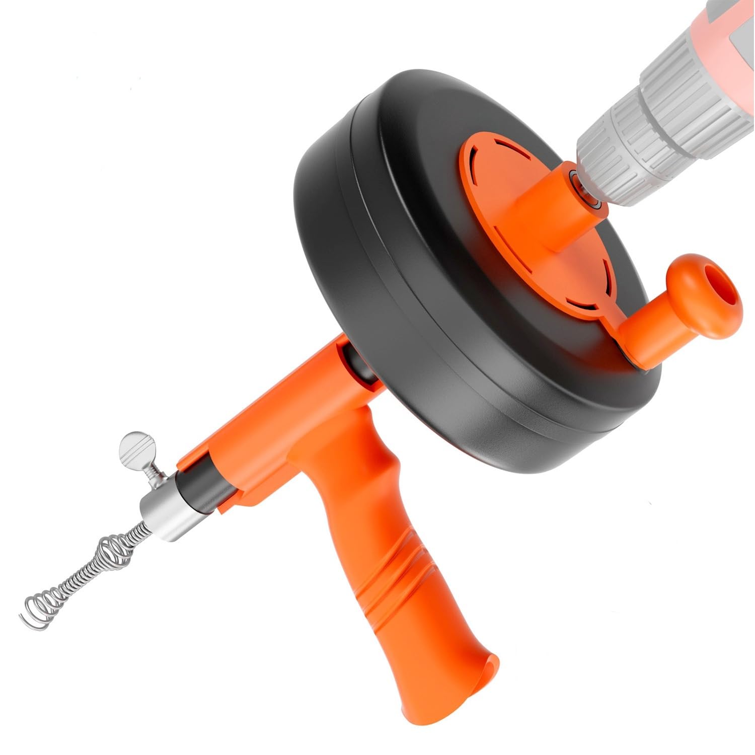 Furet Déboucheur Canalisation 7,6M - Spirale de Nettoyage Tuyau avec Embout de Perçage, Tambour Métallique, Mode 2 en 1 Électrique et Manuel pour Évier, Salle de Bain et Plomberie