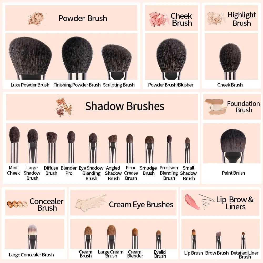 Naturale Capra Capelli Trucco Pennelli Set Professionale Kit brocha maquillaje pedzle do makijazu miscelazione sbavatura pennello shader