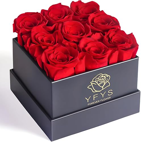 Miniatura 7 de Forever Flowers for Delivery Prime - 9 rosas frescas conservadas, rosas auténticas que duran años, para regalos de cumpleaños para mujeres, día de