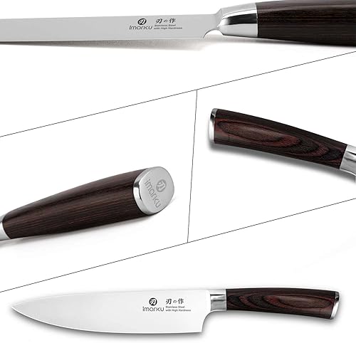 Miniatura 8 de Imarku cuchillo de chef de 25,40 cm, cuchillo de cocina de acero alemán rico en carbono con mango ergonométrico