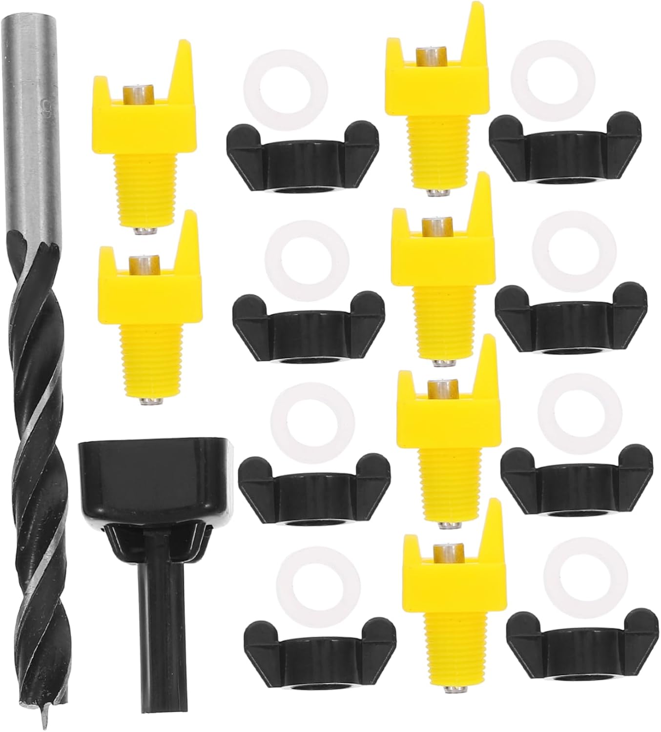 balacoo 4sets Automatic Chicken Waterer Nipple Set Nipples Wrench Drill Bit Efficient Poultry Watering for Buckets Tanks and Pipes Easy Install Farm Accessories