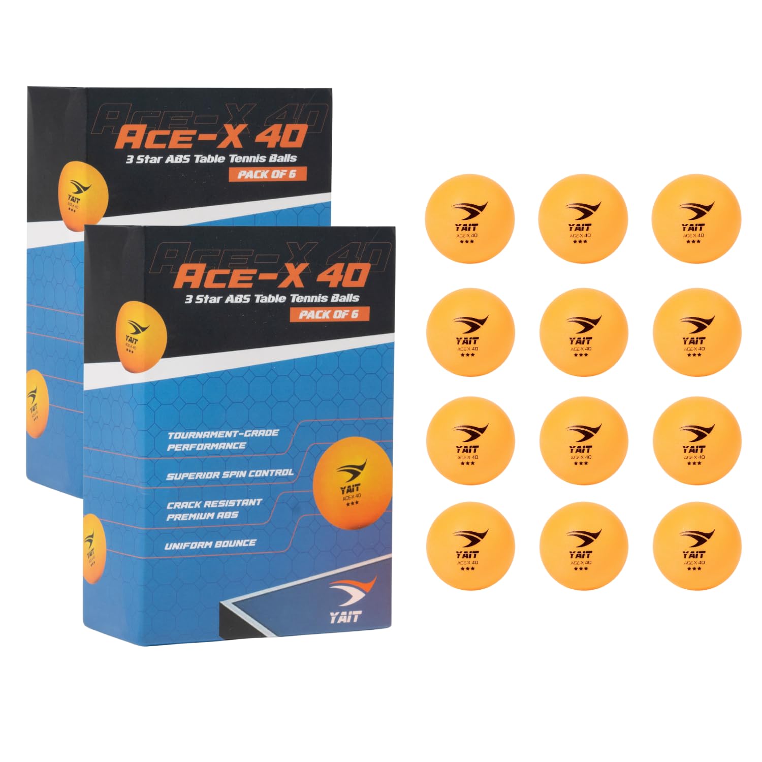 YAIT Sports Ace-X 40 (Pack of 12) | 3-Star Table Tennis Balls | ITTF Standard ABS Plastic TT Balls | Seamless & Durable | High Performance Spin & Bounce | Tournament-Quality-image-1