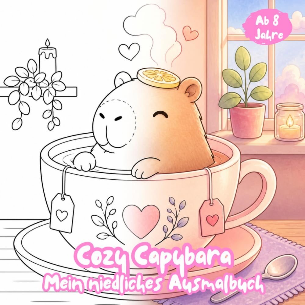 Cozy Capybara - Mein niedliches Ausmalbuch: 33 niedliche Motive zum Entspannen und Wohlfühlen – liebevolle Capybara-Szenen für Kinder und Erwachsene, ... Kinder ab 8 Jahren (Klitzekleine Kreativwelt)