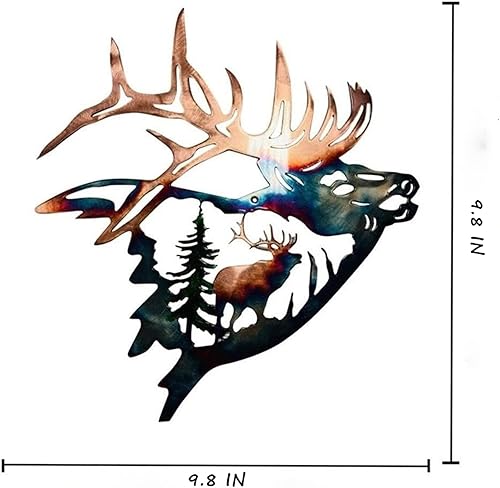 Miniatura 2 de SIETIOJI 2 piezas de decoración de pared de alce de metal rústico para decoración del hogar de la habitación decoración rústica de la cabaña