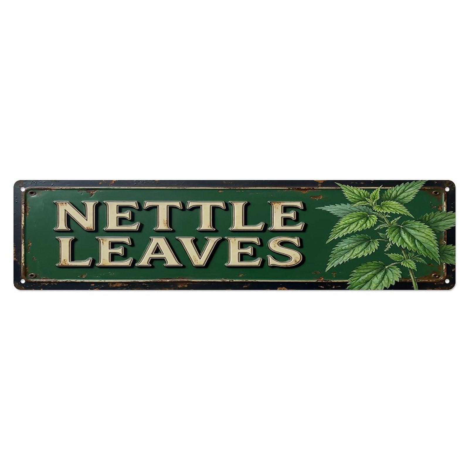 Vintage Nettle Leaves Nutritious Farmhouse Metal Tin Sign