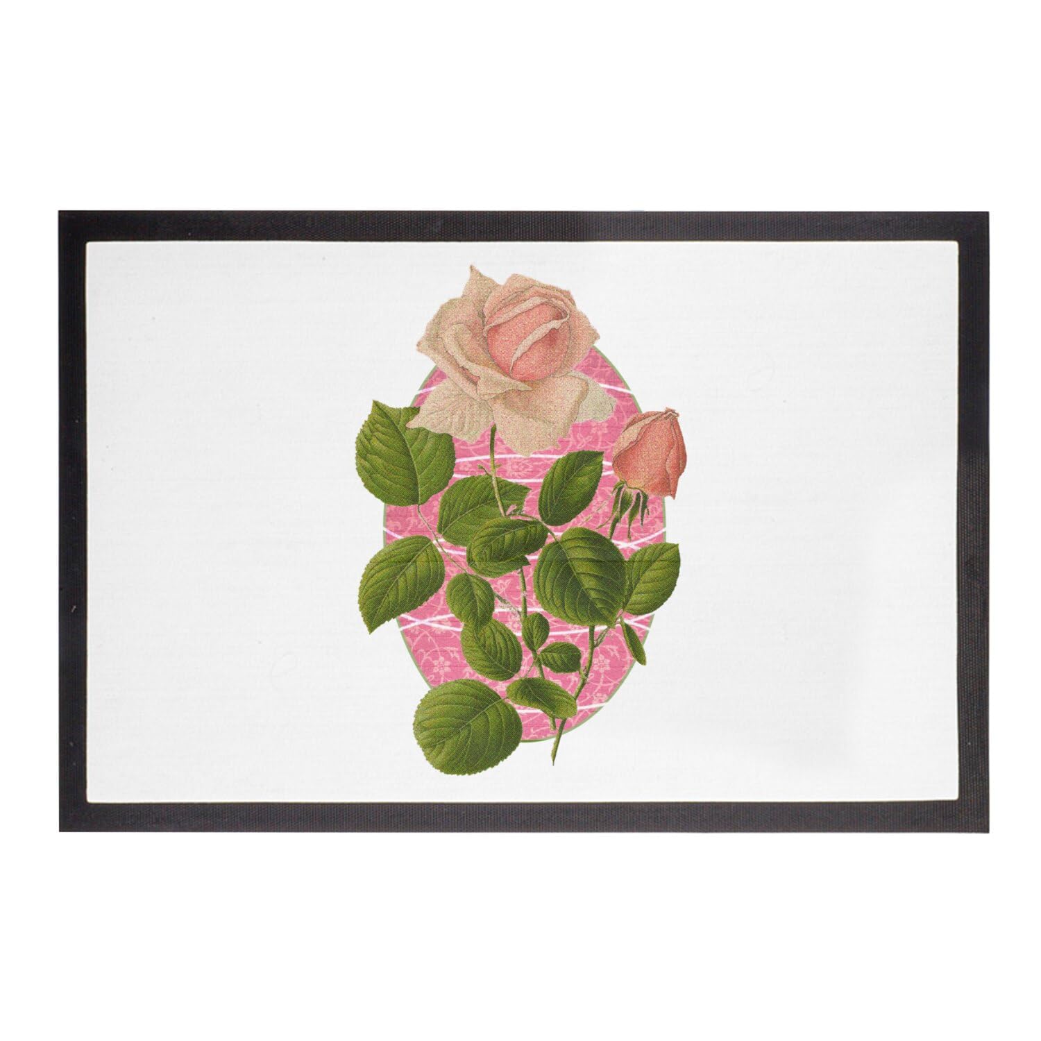 Paillasson Blanc Fleurs Vintage Roses Botanique Fabulous 75x50cm