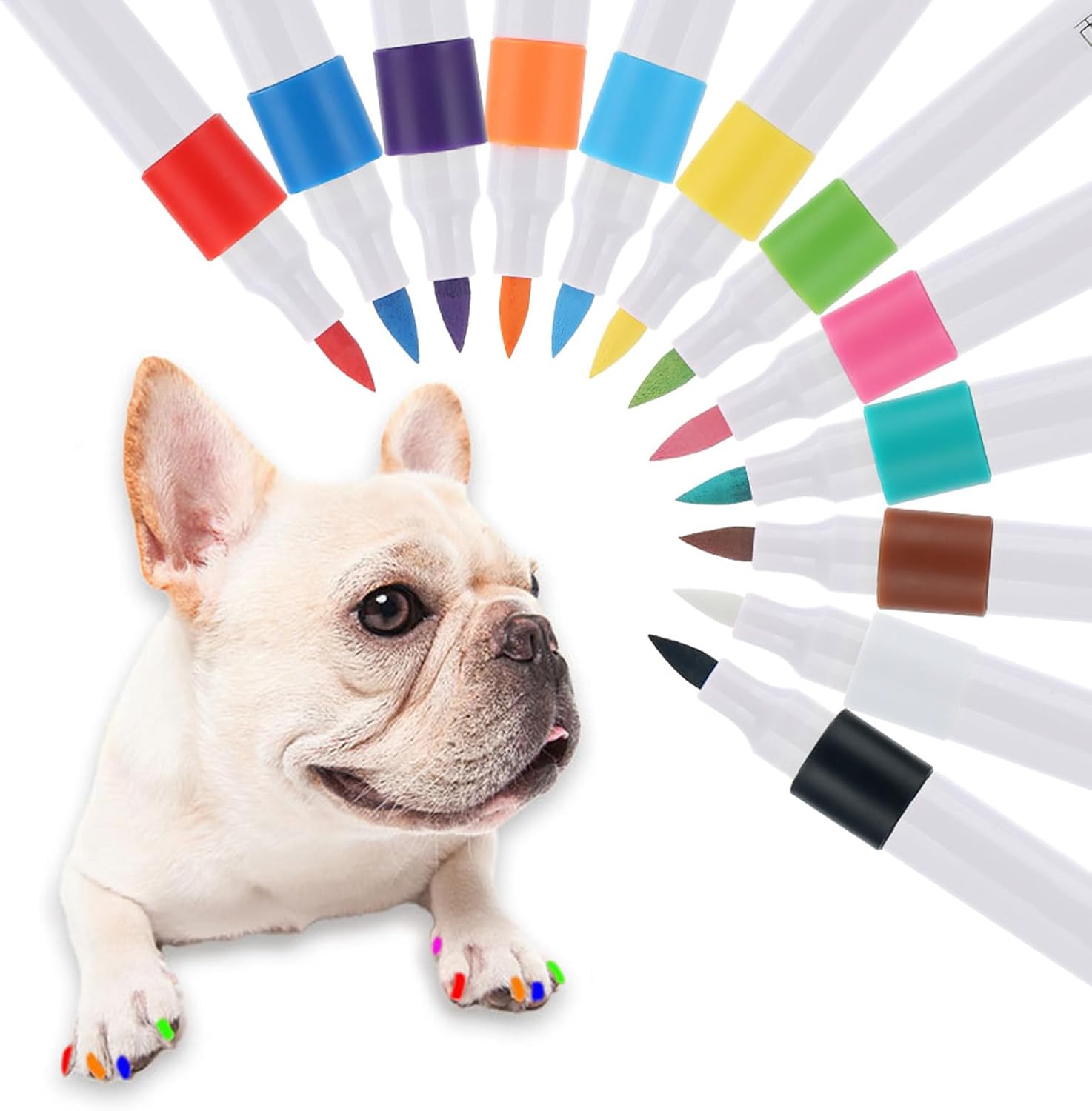 Dog Nail Polish, 12 Colours, Quick Dry, Waterproof Fade-Resistant, Pet Grooming Supplies, Friendly Formula, Puppy, Kitten, 5.75 x 5.71 x 0.59 Inches Safe Nail Care for Small Animals