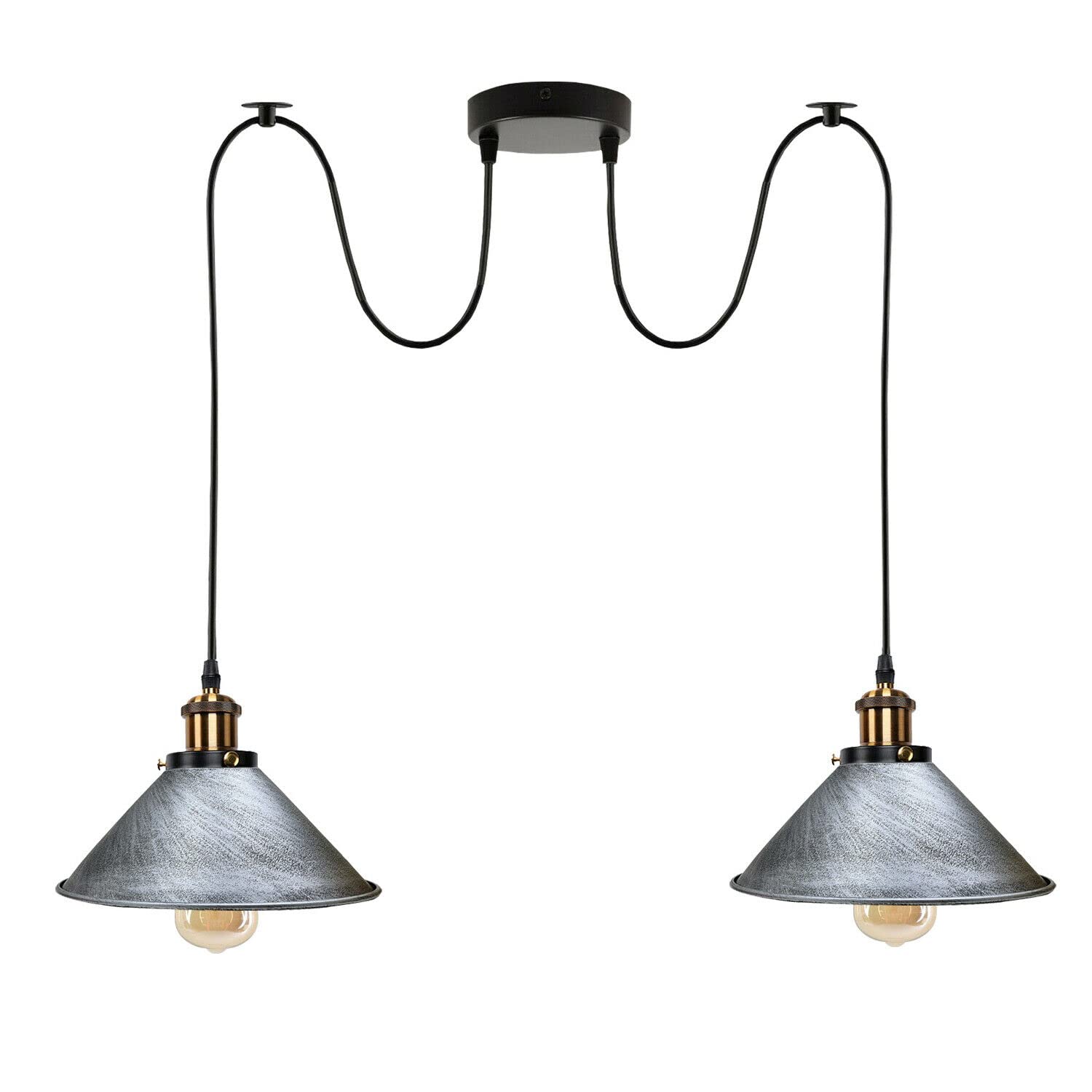 LEDSone Plafondlamp 2 hanglampen lampenkap Industrieel Verstelbare lamp Vintage hanglamp Slaapkamer Woonkamer Eetkamer Hotel Restaurant metalen lamp (Geborsteld messing