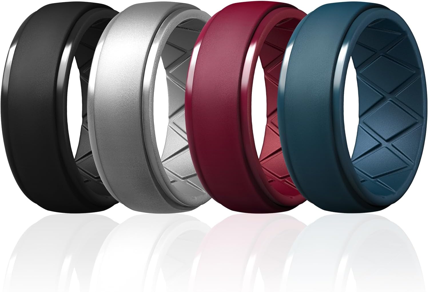 Silicone Ring Egnaro Silicone Wedding Bands (4-Pack) Wide