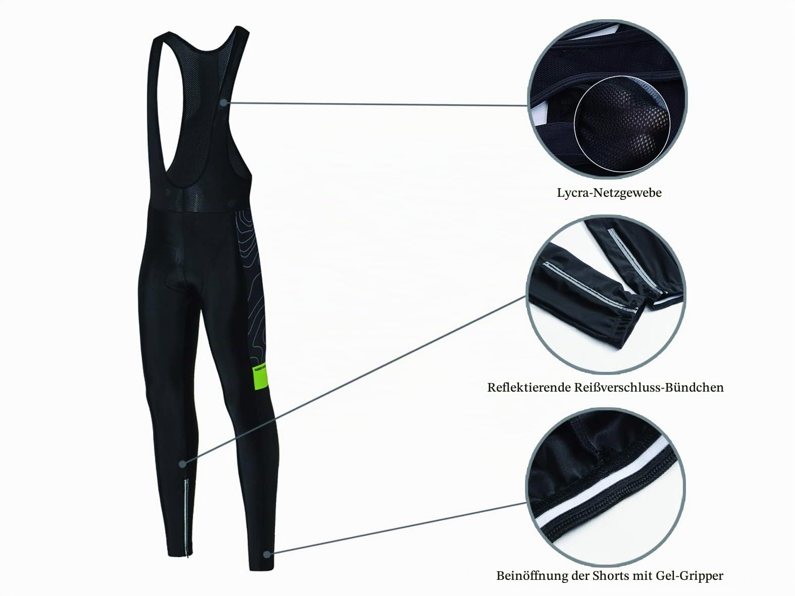 Radtrikot Herren Kurzarm, Fahrradbekleidung Set Herren Radtrikot Set Fahrrad Trikot Langarm + Hose mit Sitzpolster Reflektierend