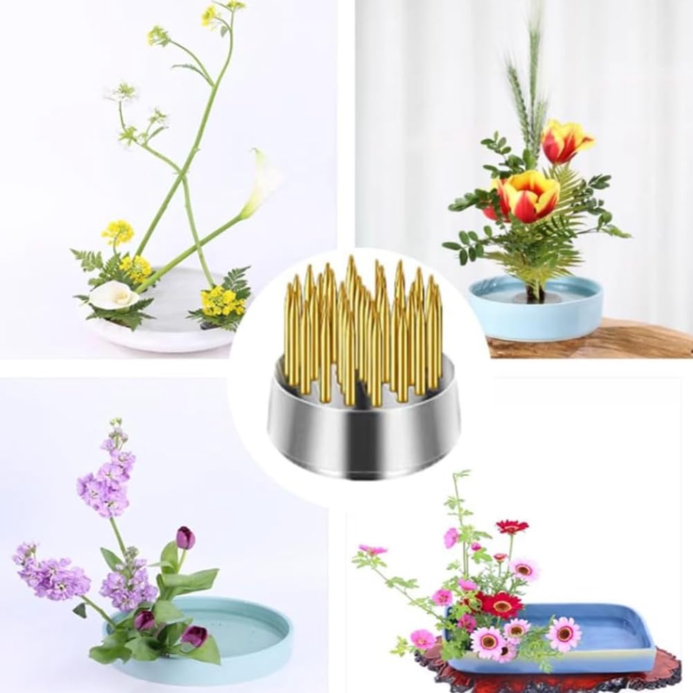 Kissmii Lot de 12 grenouilles à fleurs Kenzan, porte-fleurs rond en laiton, grenouilles à fleurs pour arrangements, vase, outils floraux solides Kissmii Lot de 12 grenouilles à fleurs Kenzan, porte-fleurs rond en laiton, grenouilles à fleurs pour arrangements, vase, outils floraux solides