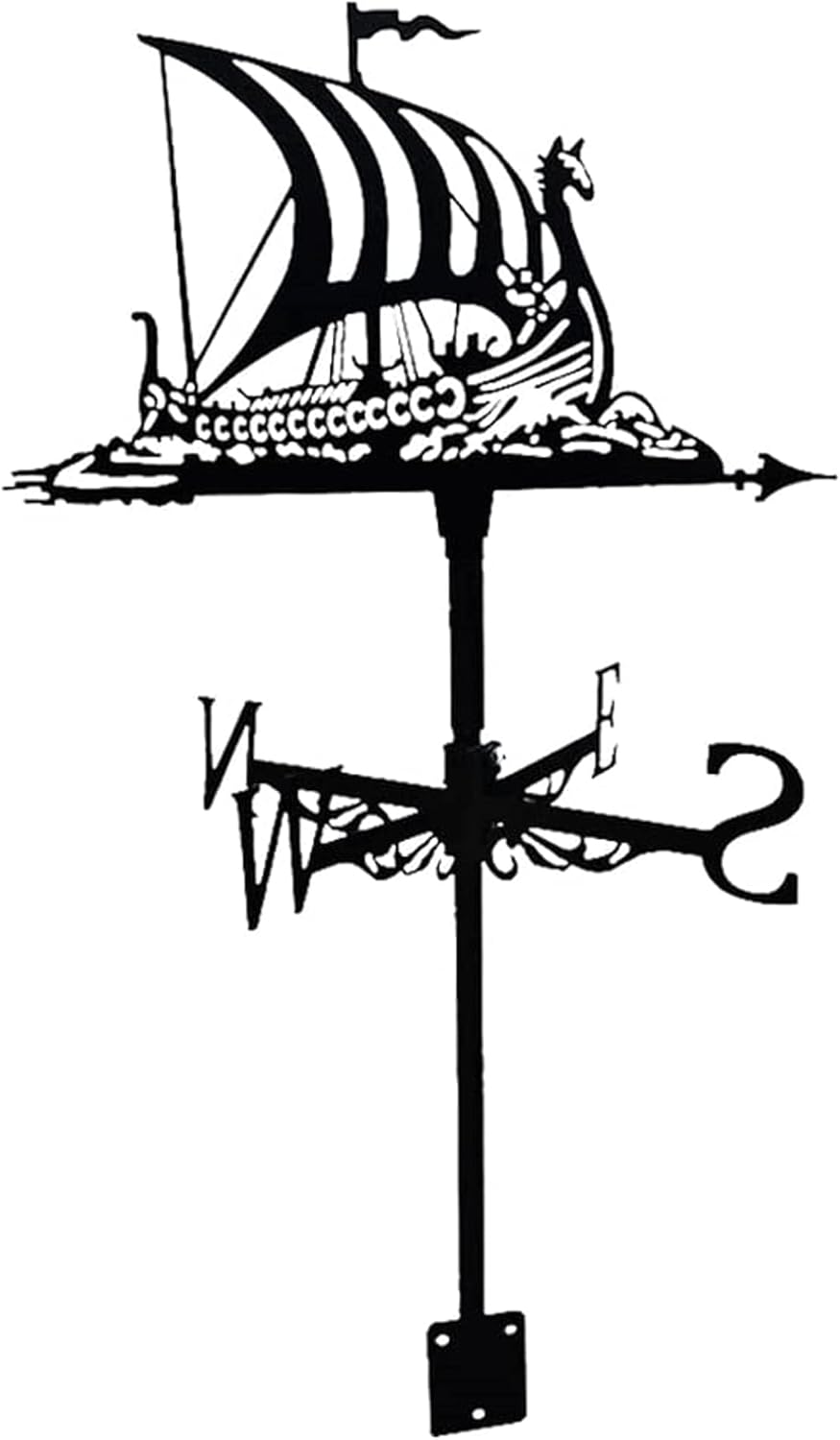 Wind Vane Metal for roof Garden Yard Weather Vane Stainless Steel Sailboat Ship Boat Wind Vane Black Spray Paint weathervane Outdoor Sheds Iron Yard Roof Barns Decoration Yard Indicating