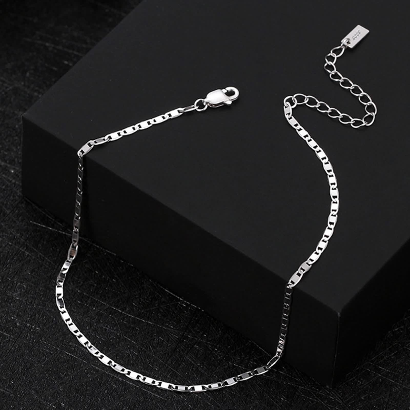 Fußkettchen für Damen Silber 925 Zirkonia, Fußbändchen Lang Tenniskette Schmuck Verstellbar Silber Geburtstagsgeschenk