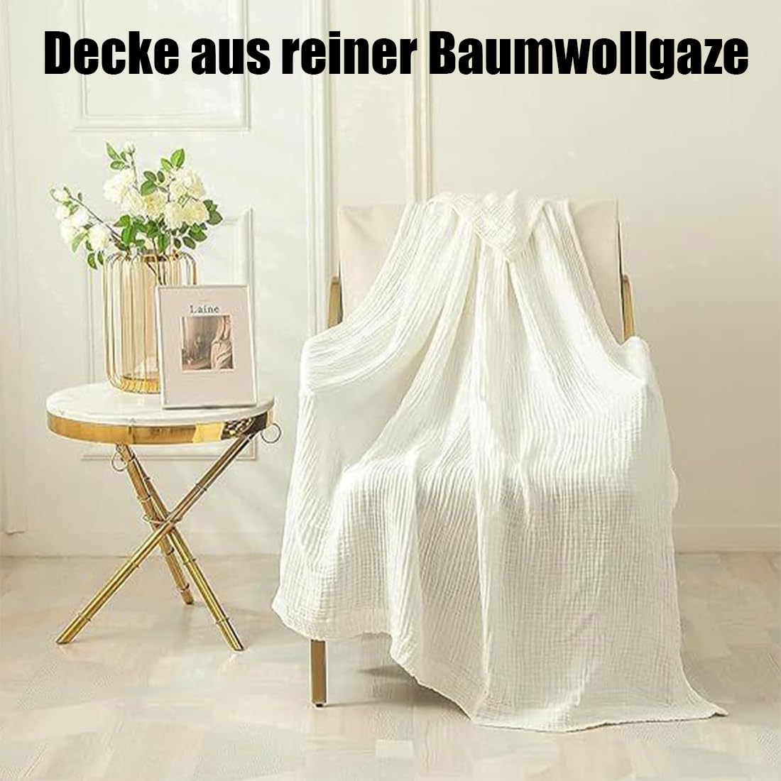 Alpenfaser Musselin Decke, Sanfte Musselin Decke Erwachsene, 100% Baumwolle Musselin Decke Sommer, Muselindecke Erwachsene, Musselin Bettwäsche (Beige,150x200cm)