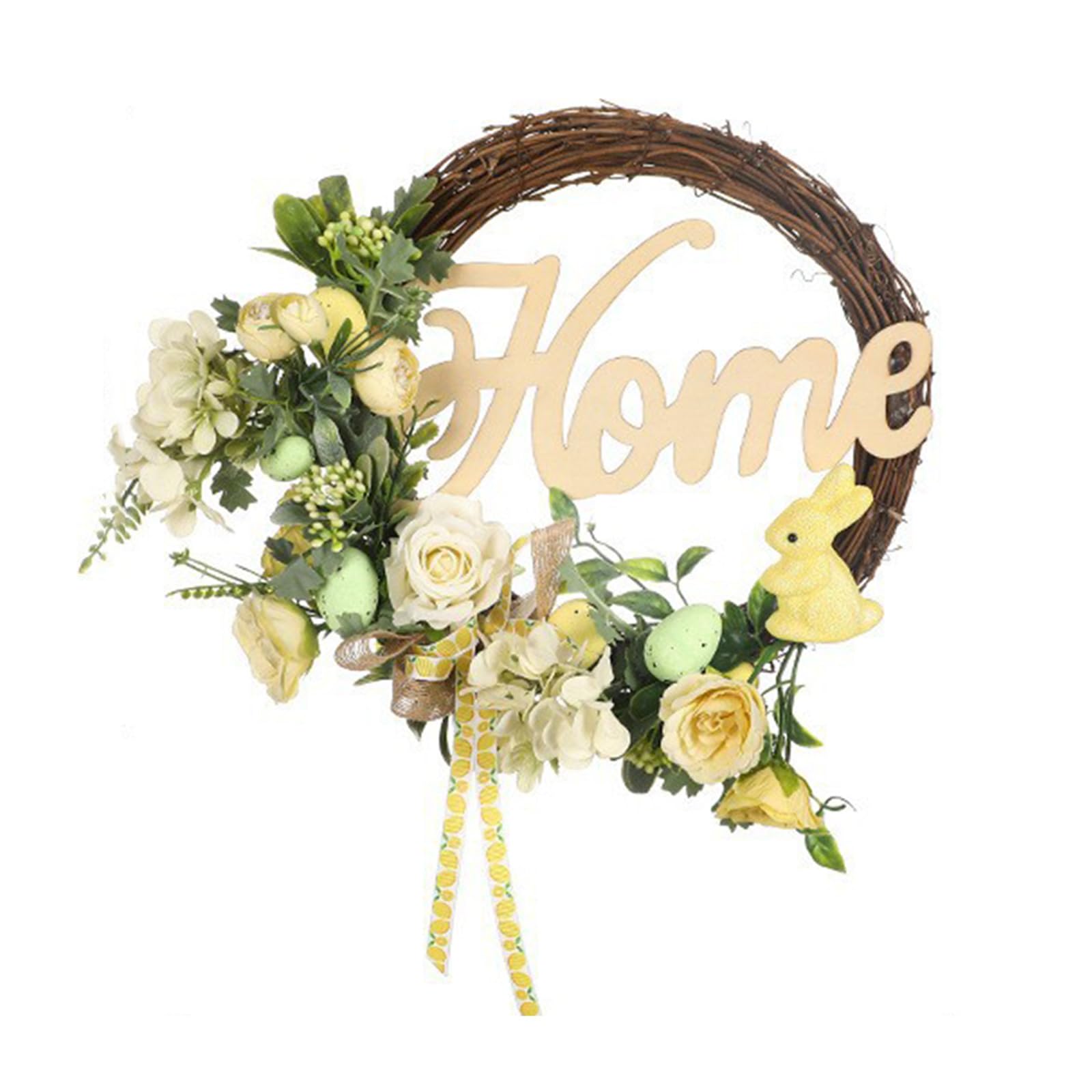 Jazuaiao B Artificial Flower Wreath With Eggs And Looms Garlands For Home Wall And Garden Decorations Door Hanging Front Door Decoration