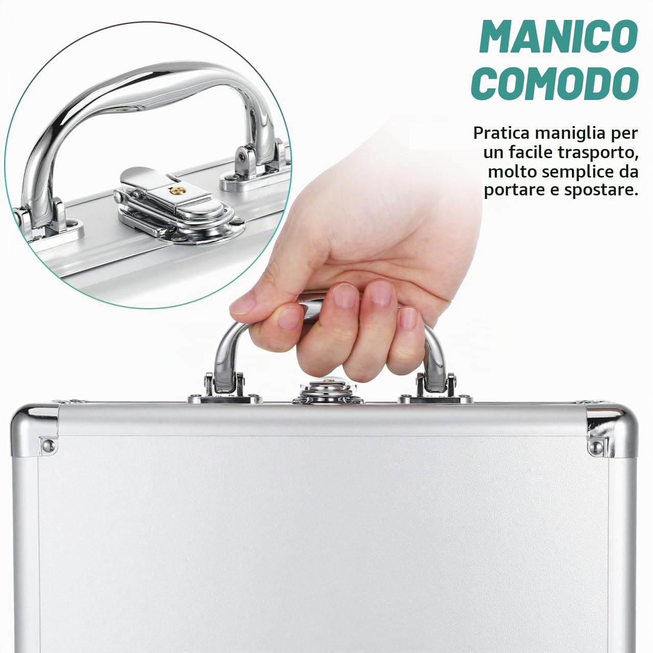 SHINEOFI Valigetta Rigida in Lega Di Alluminio 11.42X8.07X4.13In Valigia Portatile Con Maniglia Per Organizer Attrezzi Trucco E Accessori Professionali