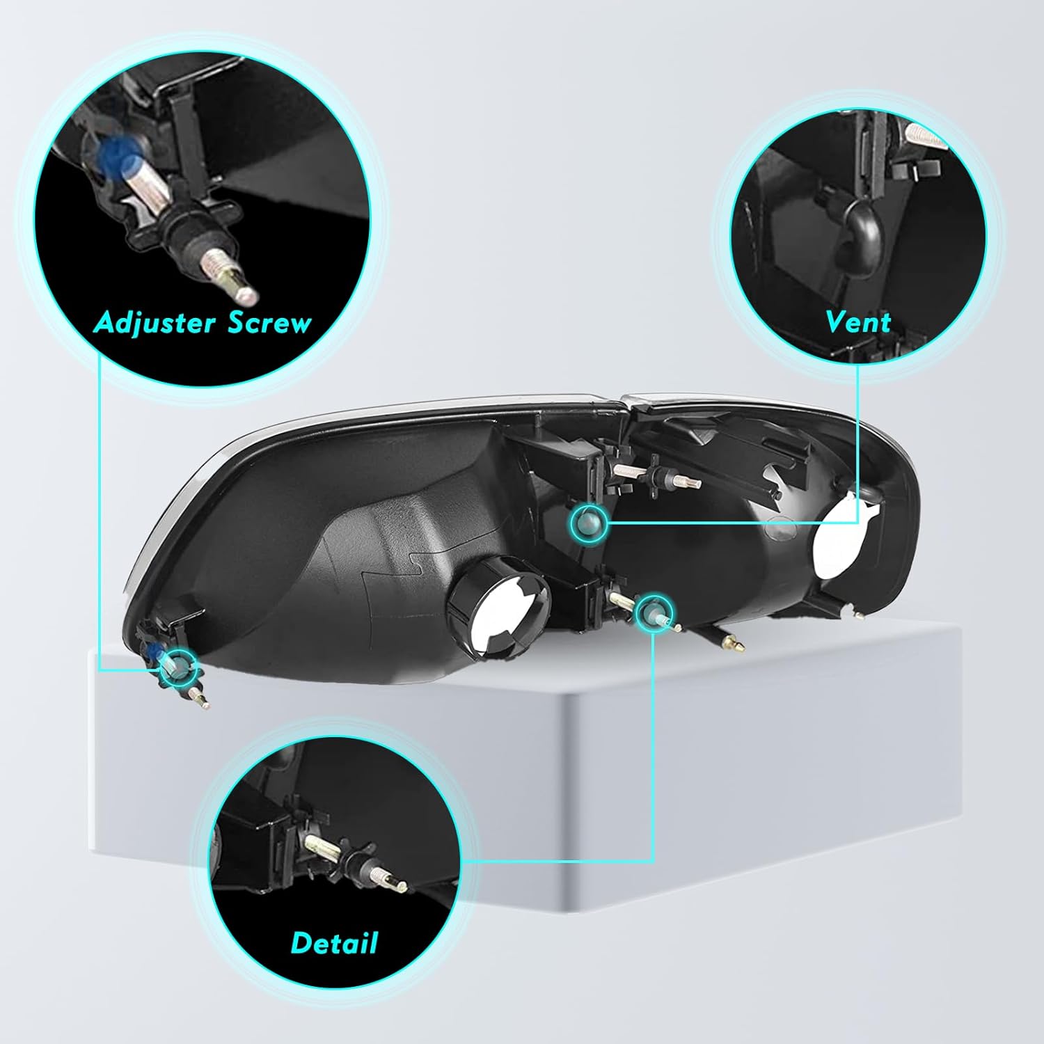 Headlight Assembly with Bulbs Compatible with 97-03 Ford F150 / 04 Ford F150 Heritage / 97-02 Ford Expedition / 97-99 Ford F250 w/Corner Lights 4pcs, Amber Reflector with Smoked Lens