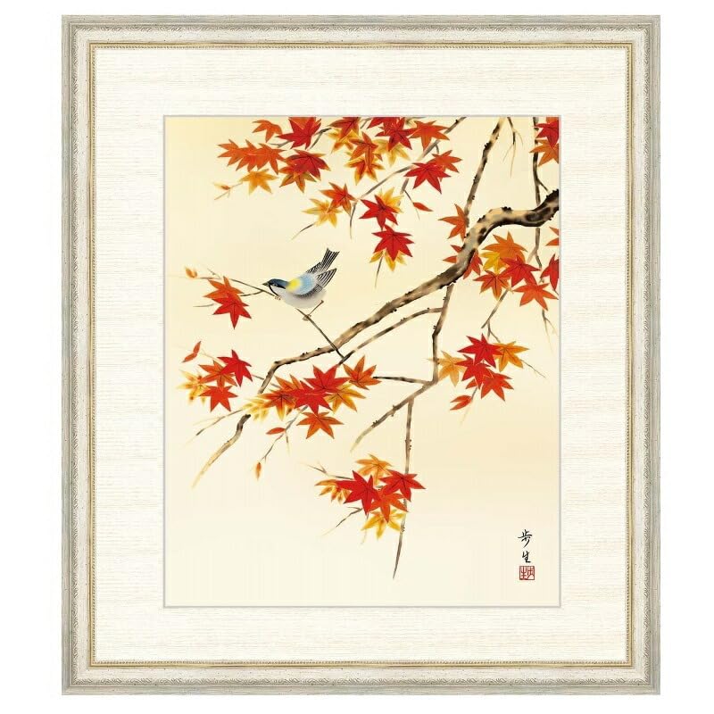 Amazon.co.jp: 日本画 長江桂舟 紅葉（もみじ） F8 花鳥画 秋