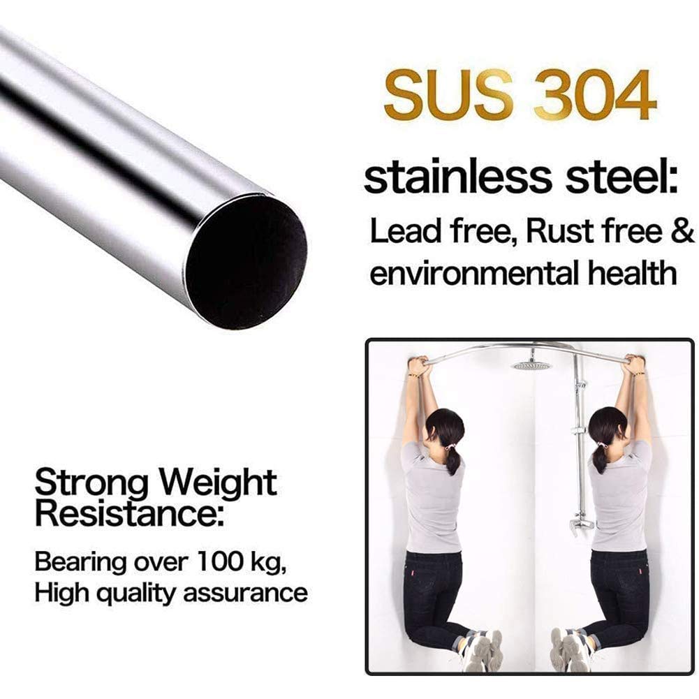 Buy BCXGS Curved Shower Curtain Rail Bar L Shape No Drilling Extendable