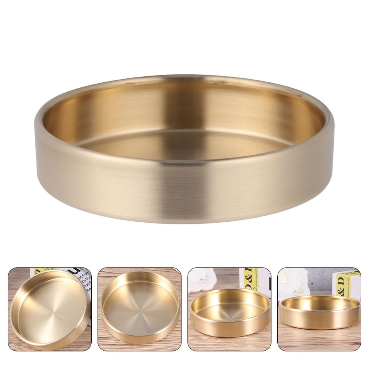 Bandeja Diseño Elegante para Almacenamiento Multifuncional Redonda de Latón Dorado y Bordes Suaves de Joyas Hogar