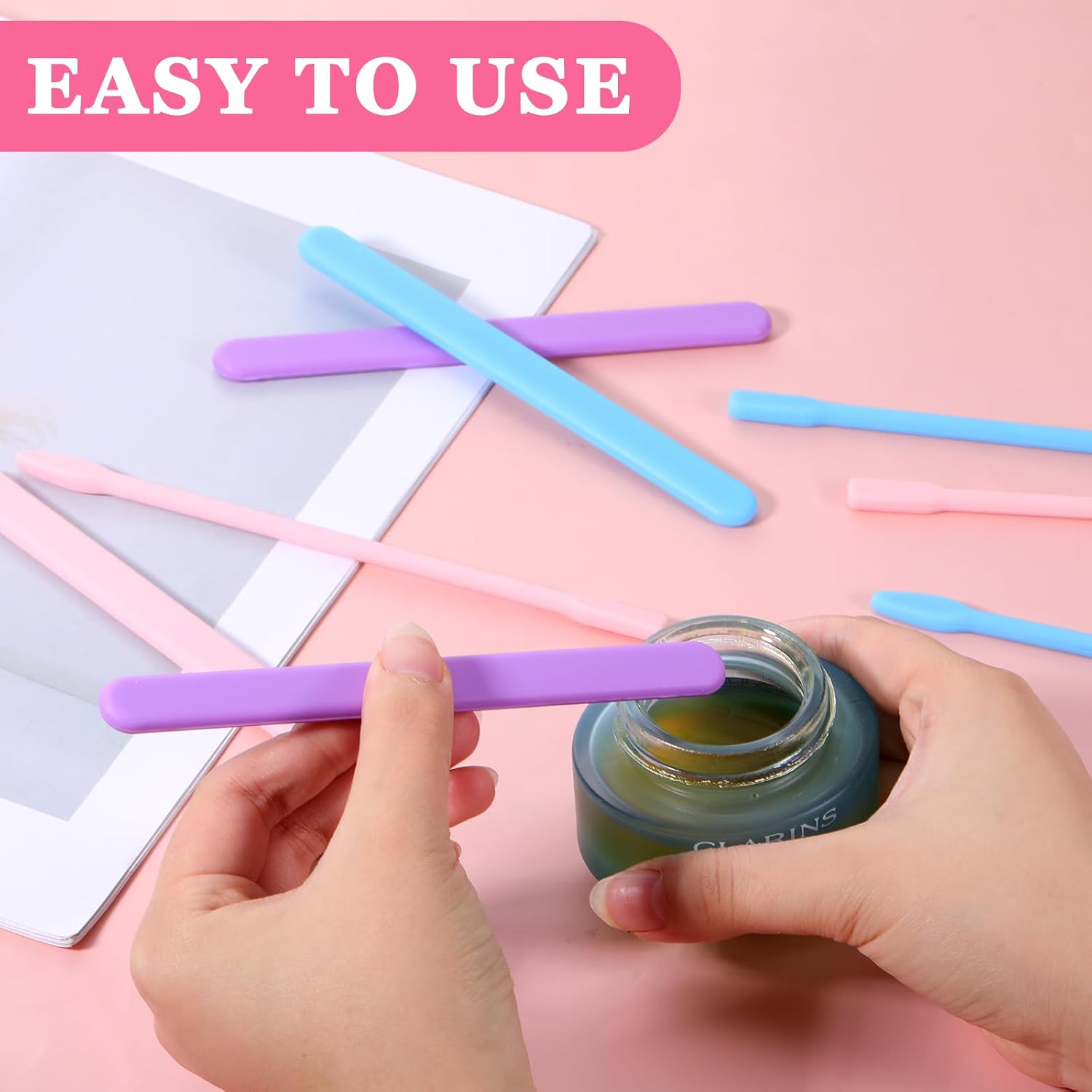 10 Pcs Silicone Stir Sticks, Multicolor No-Stick Waxing Stick Lightweight Resin Stir Stick Set Hair Removal Waxing Spatulas for Face Body Care DIY Handmade Making Cake Supplies