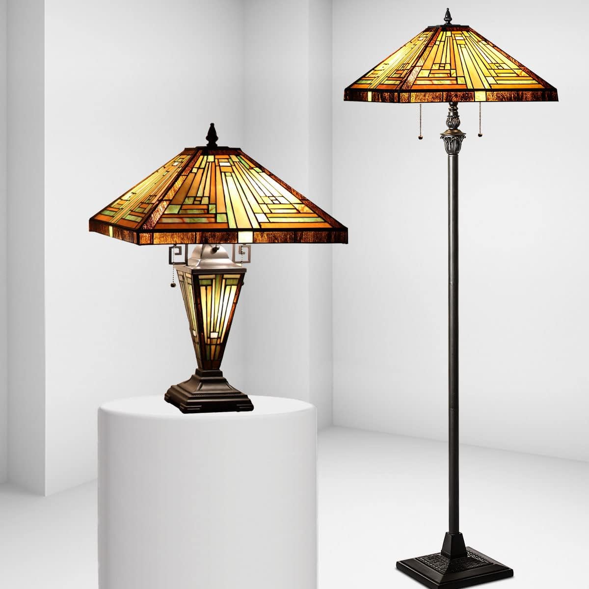 Capulina Mission Antique Style Tiffany Lamp Series Table Lamp Floor Lamp Decor for Living Room Bedroom Study Room