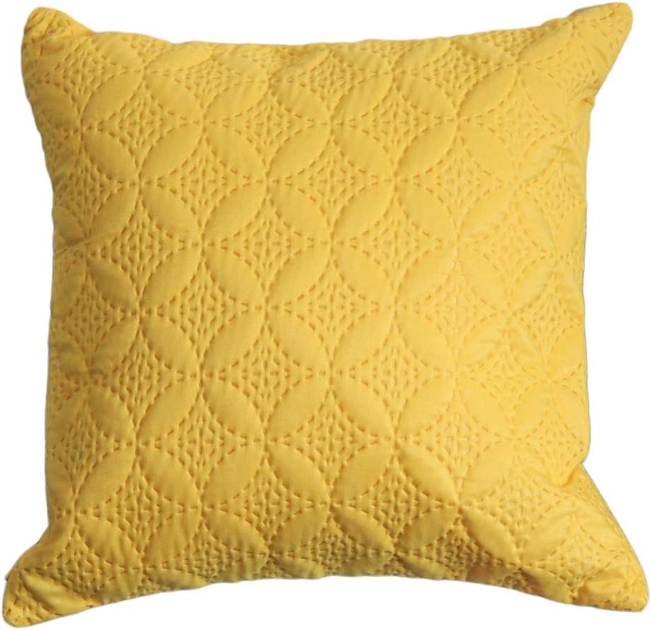HOMESCAPES Yellow Ochre 18 x18 Inch Ultrasonic Quilted Filled Cushion