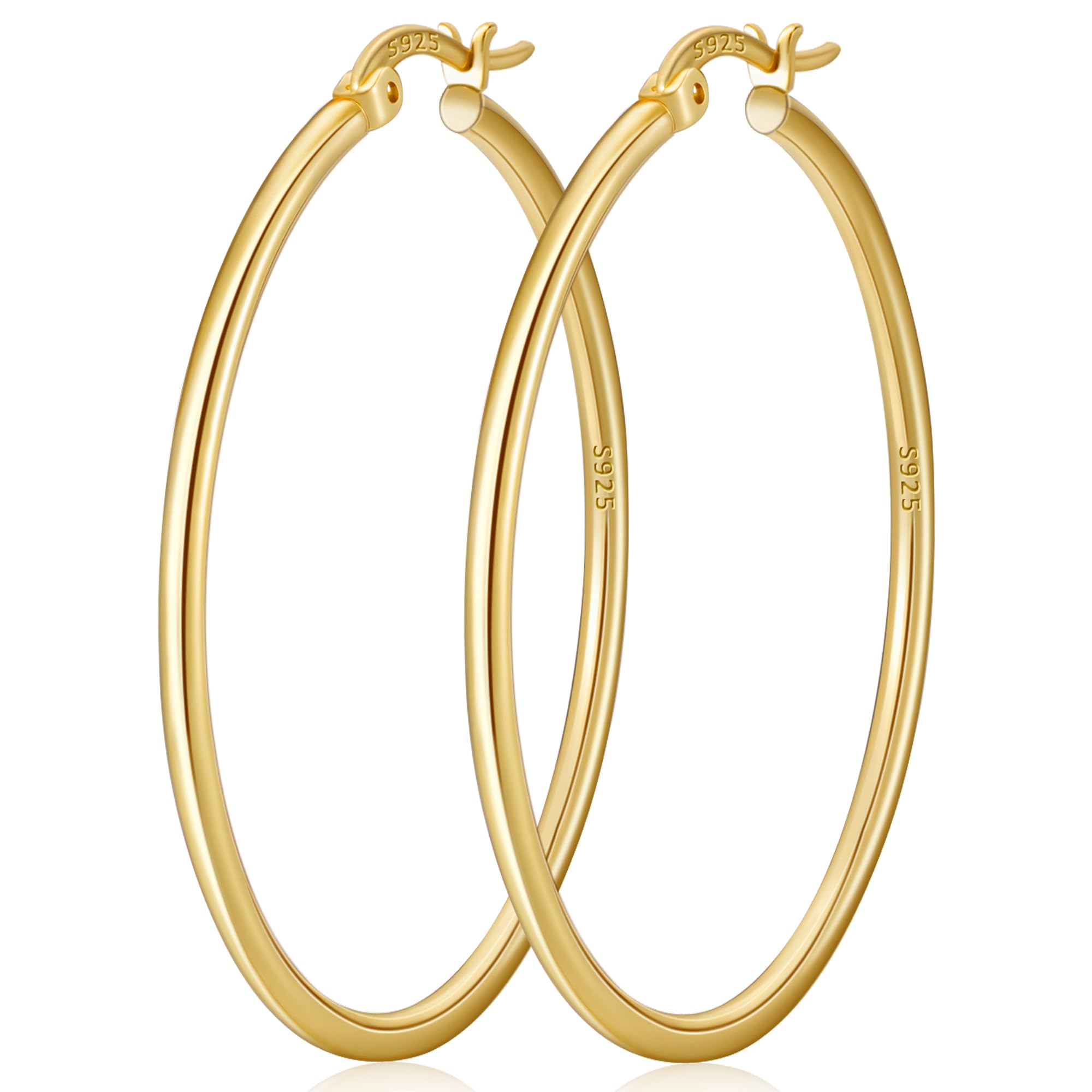 DORANA Creolen Gold Ohrringe für Damen Groß Goldene Ohrringe Creolen Hypoallergene Schmuck Ohrringe Big Hoops