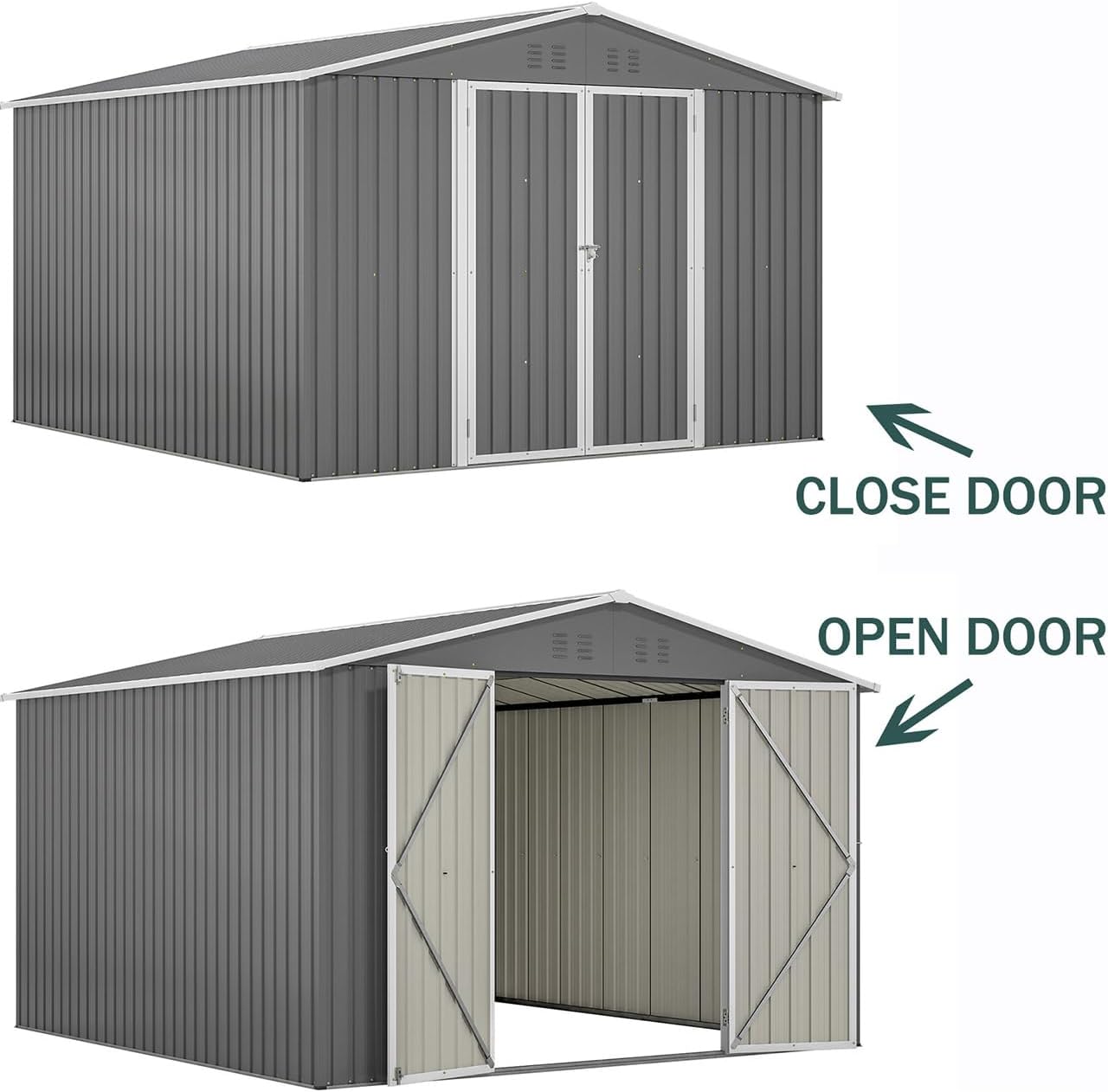 10x10 FT Storage Sheds & Outdoor Storage - Metal Shed with Lockable Door, Perfect for Garden Tools, Bike Accessories & Lawn Mower