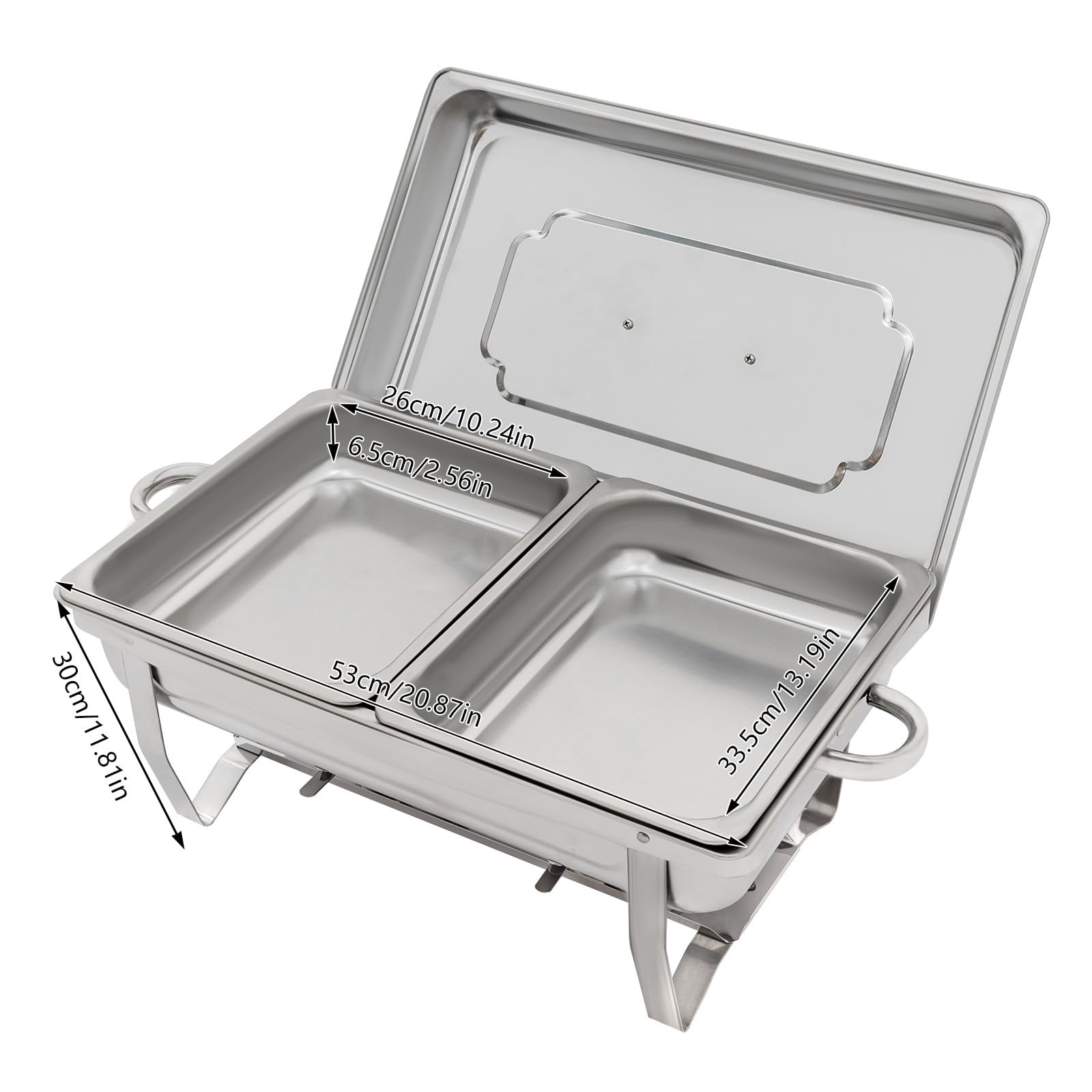 Juego de 4 calentadores de platos de acero inoxidable con tapa, calentador de buffet para alimentos, calentador de alimentos para buffet, catering, fiestas