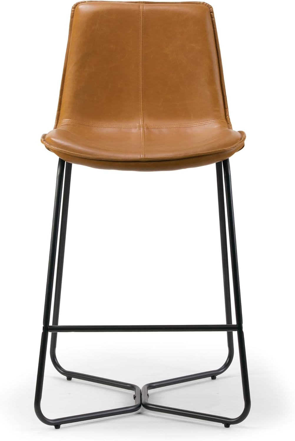Glamour Home Set of 2 Amery Iron Frame Vintage Cappuccino Faux Leather Counter Stool