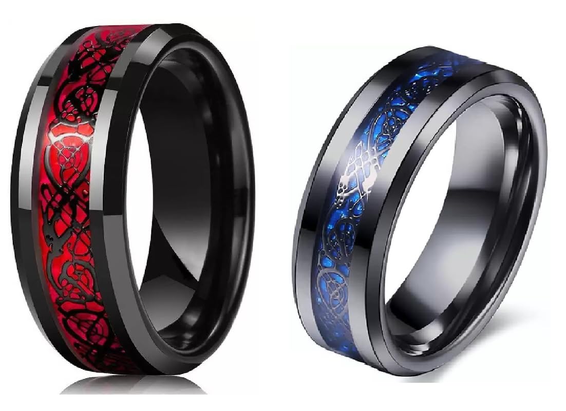 Men Valentine Smart Temperature Combo Ring Silver & Black (IR8980)-image-18