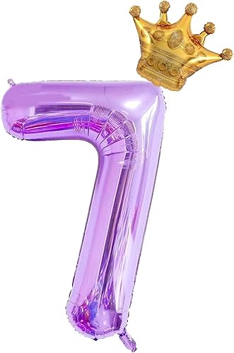 Vista 21 de Juego de globos morados de corona del número 3 de 40 pulgadas, globos de tercer cumpleaños para niñas, globos decorativos de celebración