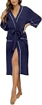 HEARTNICE Robe de Coton Femme, Robe de bain longue en peignoir Kimono Spa