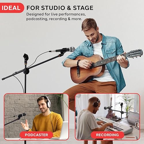 Miniatura 5 de Pyle PMKSKT35 - Soporte universal para micrófono de trípode ajustable  Par de soporte de micrófono de pie para estudio de piso de estudio de piso