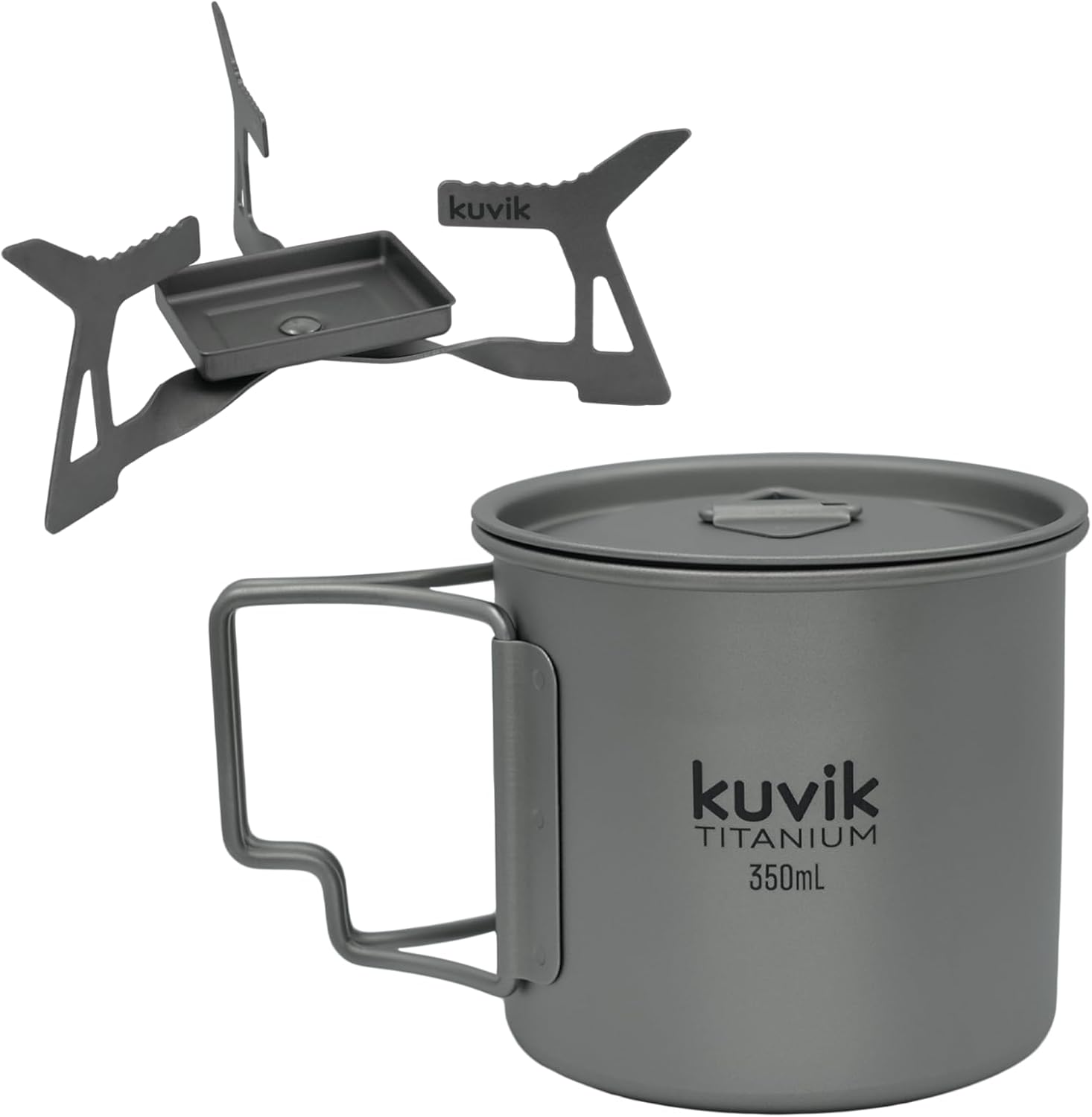 Kuvik Titanium Micro Solid Fuel Stove & 350ml (11.8 oz) Titanium Cup Bundle