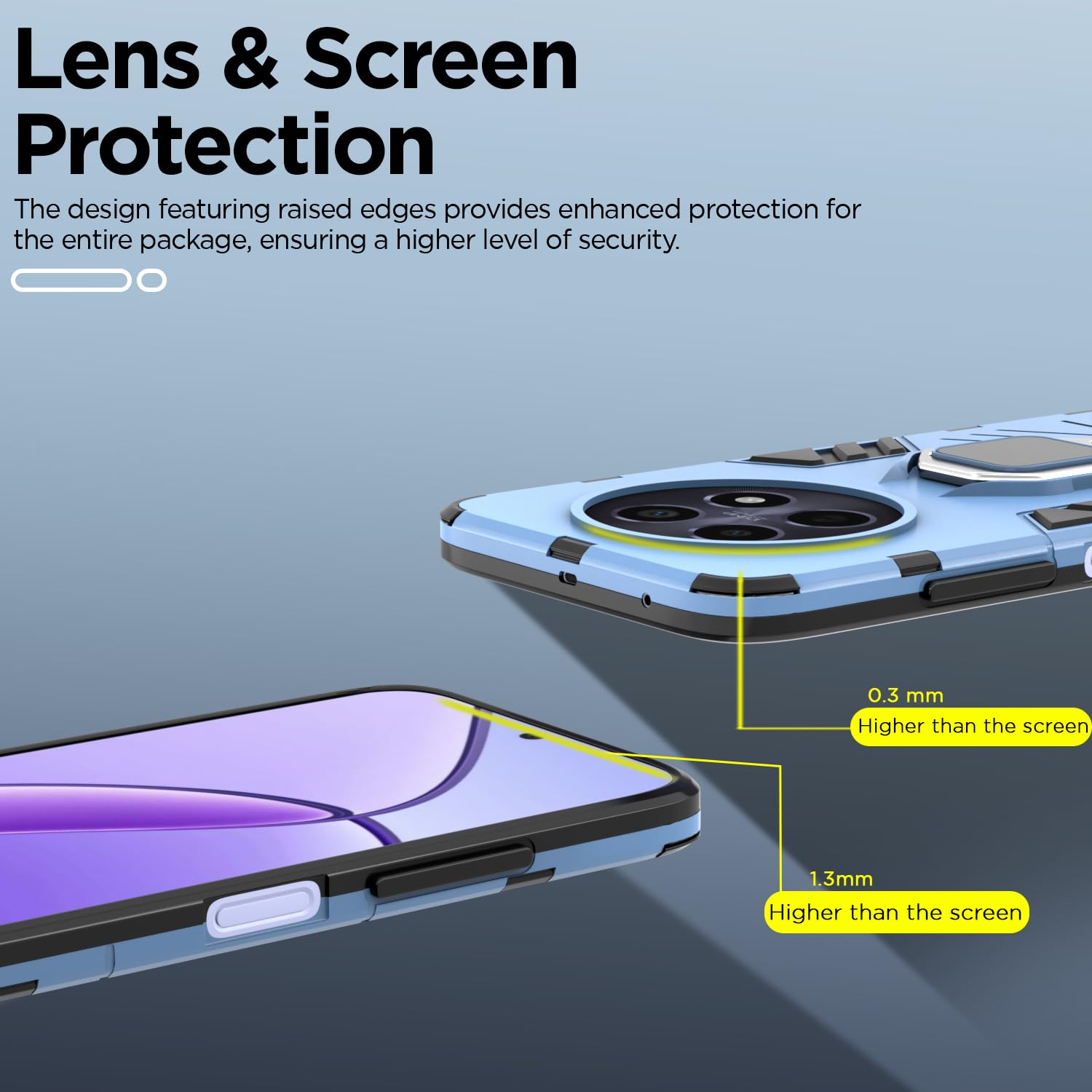 Amazon basics PC Back Cover for Realme Narzo 70X 5G / N65 / Realme 13/12/12X 5G/C65 | 360 Protection Case| D5 Tough Armor Bumper Case (Blue)