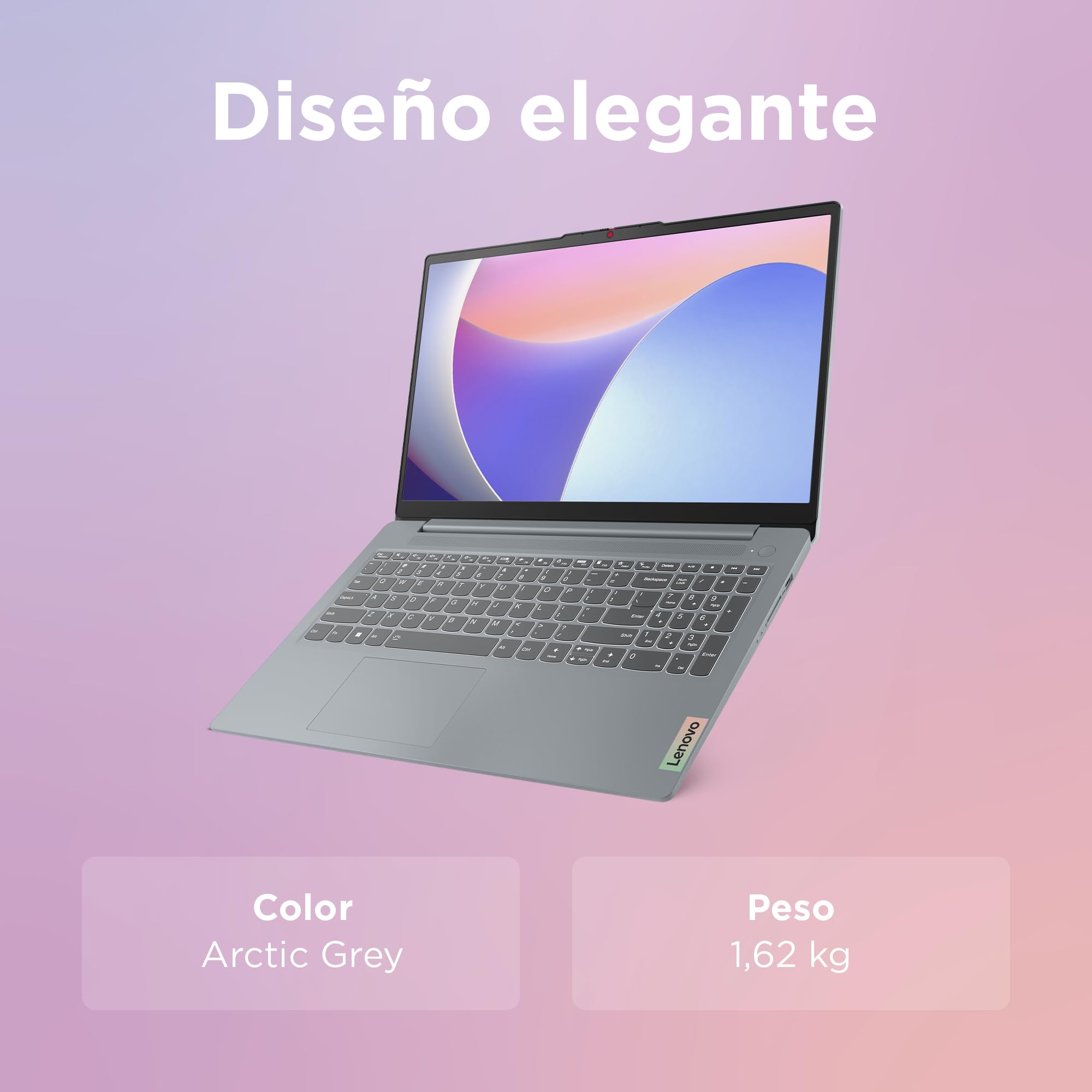 Lenovo IdeaPad Slim 3 Gen 8 – Ordenador Portátil 15.6" FHD (AMD Ryzen 5 7520U, 16 GB RAM, 512 GB SSD, Gráficos AMD Radeon 610M, Wi-Fi 6, Win 11 Home, Office Trial) Teclado QWERTY Español – Gris Ártico