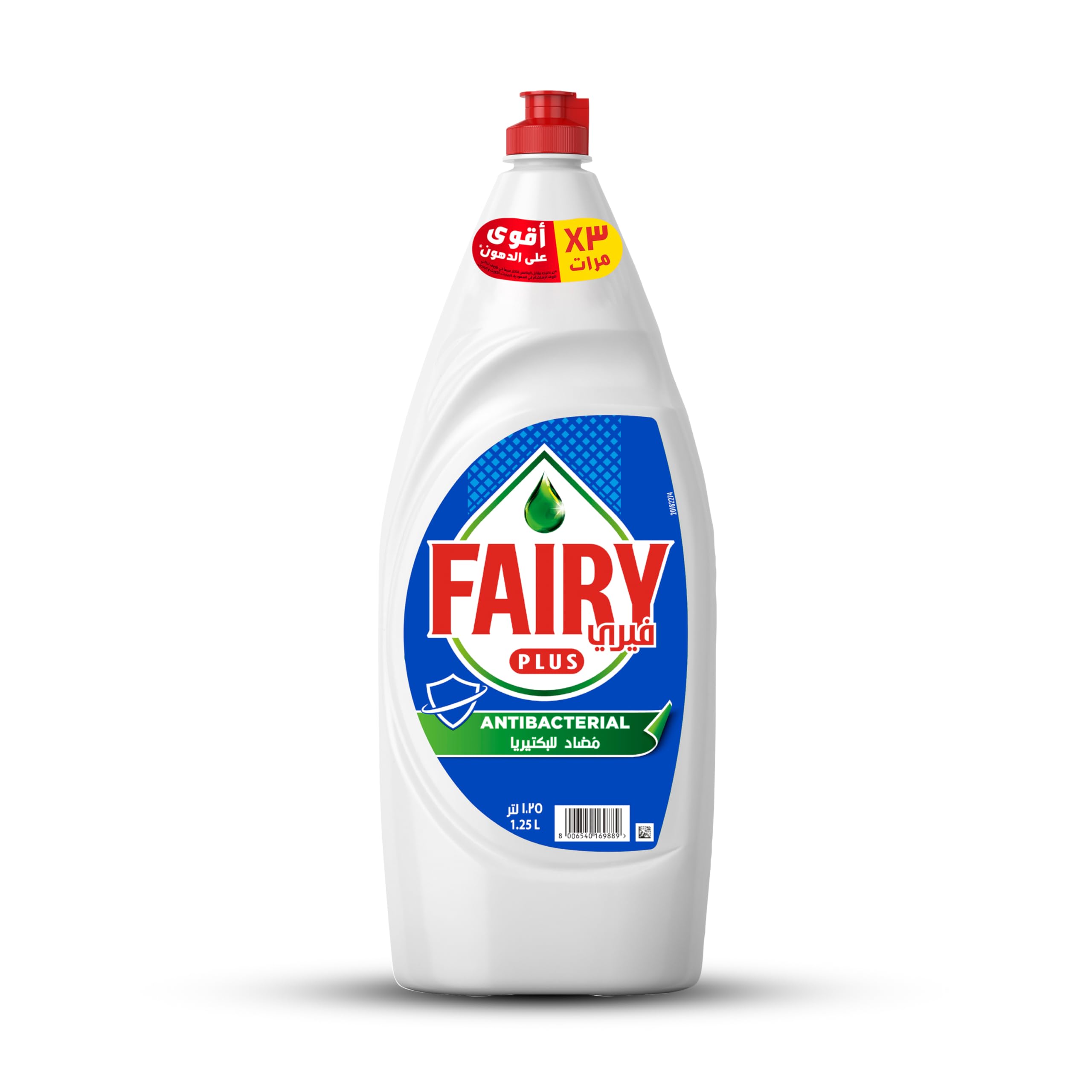 Fairy Plus Antibacterial Dishwashing Liquid Soap, With Alternative Power To Bleach, 1.25L