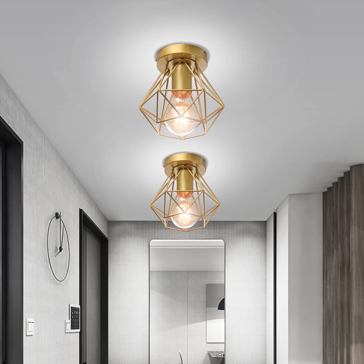 iDEGU Vintage plafondlamp, 250 mm, metalen kooi, industriële