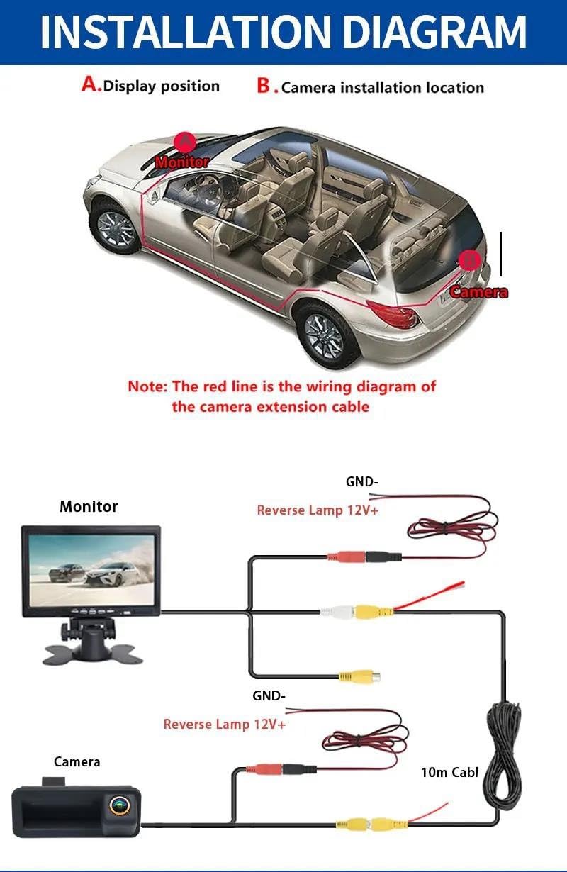 Cámara Cámara Visión Trasera 12V AHD 1080P para Ford para Focus 2 MK2 para Mondeo MK4 para S-MAX para C-MAX para Kuga para Fiesta Cámara Visión Trasera(CVBS720P-AHD720P)