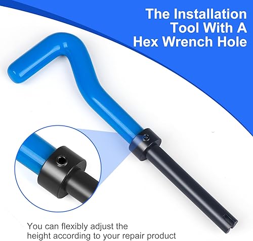 Miniatura 5 de Kit de reparación de roscas SAE de 38-16 pulgadas, kit de reparación de helicoidales de taladro HSS de 38-16 pulgadas para reparación de agujeros de