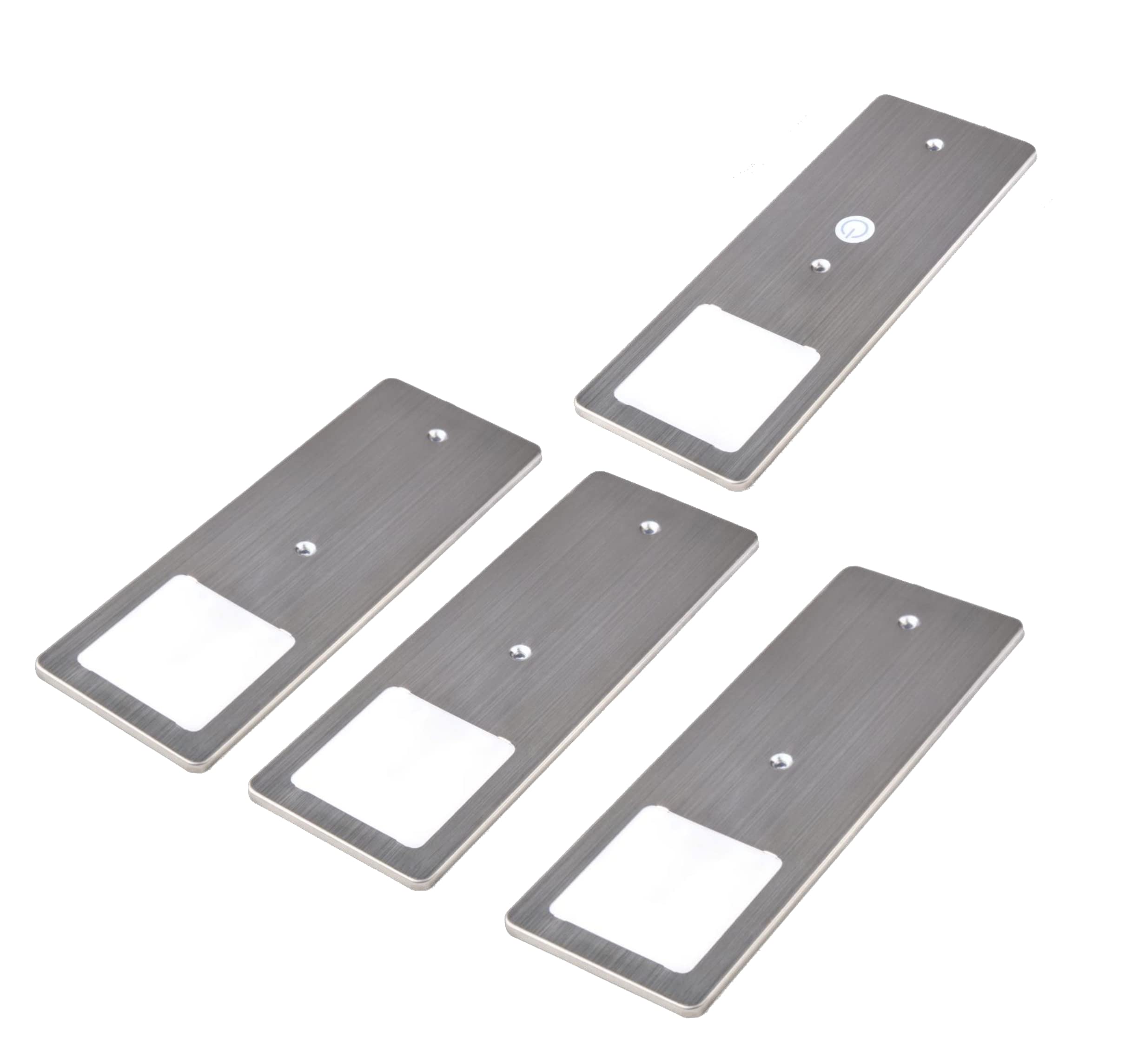 kalb | LED Unterbauleuchten Edelstahl gebürstet 5W- sehr flache Küchenleuchte mit Touch-Dimmfunktion Einbaustrahler Einbauspot, Auswahl:4er Set neutralweiss