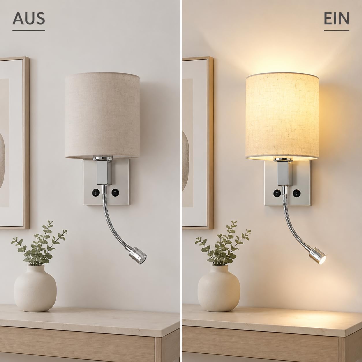 ZMH lámpara de pared LED lámpara de pared de tela blanca lámpara de lectura LED iluminación de pared E27 lámpara de lectura lámpara de cama lámpara de cama luz flexible dormitorio sala de estar
