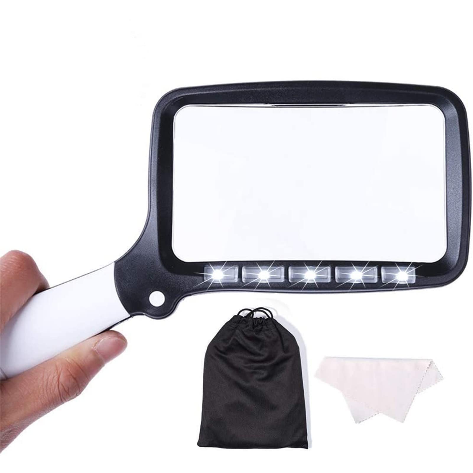 Loupe de lecture pliable avec 5 LED pour personnes âgées et malvoyantes